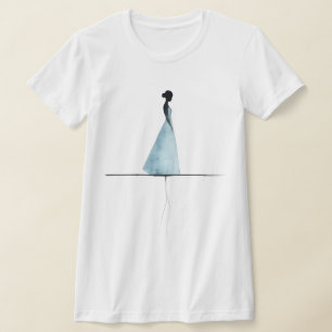 ミニマリスト水彩画プリント 女性のシルエットアート Tシャツ