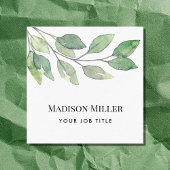 ミニマリスト水彩緑 スクエア名刺