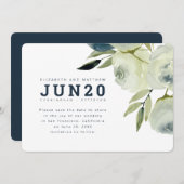 ミニマリスト水彩花のウェディング セーブザデート (正面/裏面)