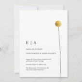 ミニマリスト水彩花茎黄色シンプル 招待状 (正面)