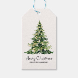 ミニマリスト水彩華クリスマスツリー ギフトタグ