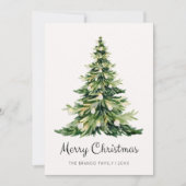 ミニマリスト水彩華クリスマスツリー シーズンカード (正面)