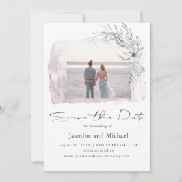 ミニマリスト水彩赤面写真の保存日付 セーブザデート