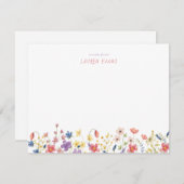 ミニマリスト水彩野の花子供向けステーショナリー ノートカード (正面/裏面)