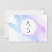 ミニマリスト水彩青紫RSVPカード 出欠カード (裏面)