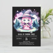 ミニマリスト水彩魔法使い誕生日 招待状 (スタンド正面)