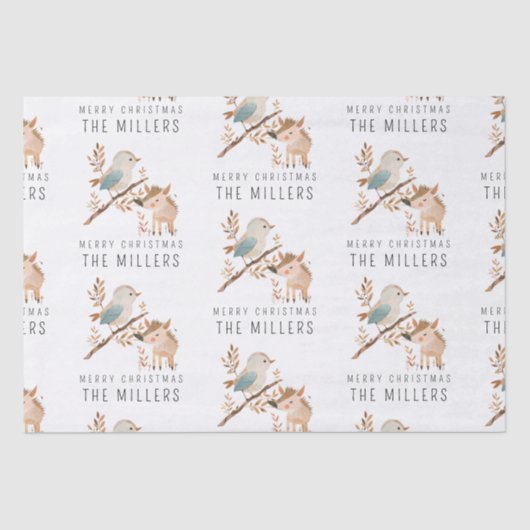 ミニマリスト水彩鳥とイノシシ 薄葉紙 (正面)