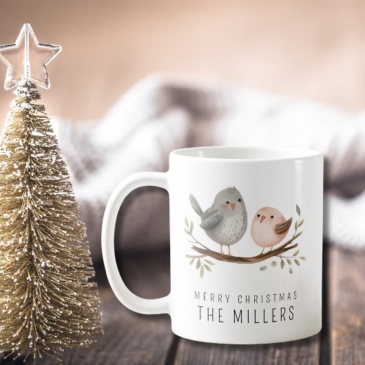 ミニマリスト水彩鳥 コーヒーマグカップ