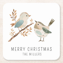 ミニマリスト水色の鳥メリークリスマス