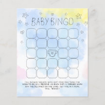 ミニマリスト水色ブルービンゴベビーシャワーゲーム