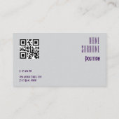 ミニマリスト氷写真QRパープルビジネスカード 名刺 (裏面)