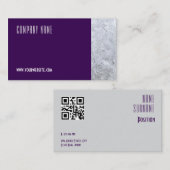 ミニマリスト氷写真QRパープルビジネスカード 名刺 (正面/裏面)