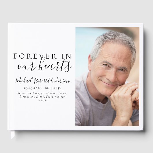 ミニマリスト永遠に私たちのハート写真葬儀区 ゲストブック (正面)