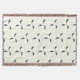 ミニマリスト沿岸ジャパンディのベッドルームデコールイルカ スローブランケット