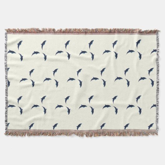 ミニマリスト沿岸ジャパンディのベッドルームデコールイルカ スローブランケット (正面)