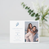 ミニマリスト沿岸フローラシーシェル結婚写真 案内ポストカード (スタンド正面)