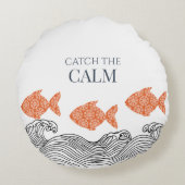 ミニマリスト沿岸魚&波デコール ラウンドクッション (裏面)