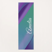 ミニマリスト波の紫のターコイズ紫と名前 ヨガマット (正面)