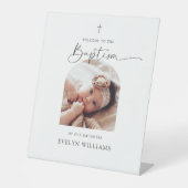 ミニマリスト洗礼写真アーチウェルカム 台座サイン (正面)