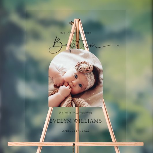 ミニマリスト洗礼写真アーチ歓迎アクリルのサイン アクリルサイン (ニュートラル)