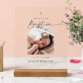 ミニマリスト洗礼写真アーチ歓迎アクリルのサイン アクリルサイン