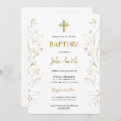 ミニマリスト洗礼招待状 招待状 (正面/裏面)