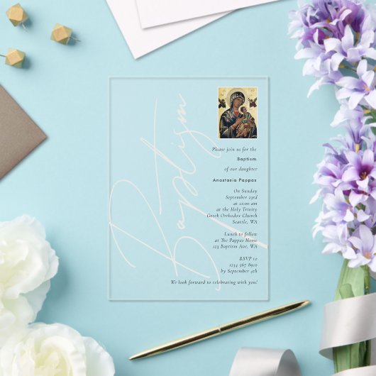 ミニマリスト洗礼《キリスト教》洗礼式や命名式ギリシャ正統 アクリル招待状 (インサイチュ (ウェディング))