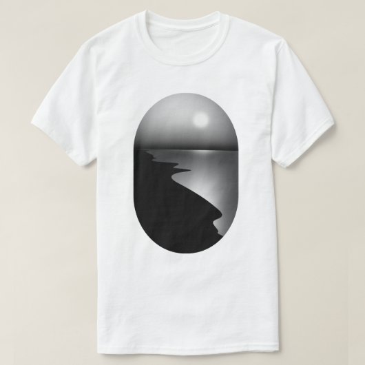 ミニマリスト海岸の月 グラフィックTシャツ Tシャツ (デザイン正面)