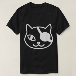 ミニマリスト海賊猫ラインアート Tシャツ