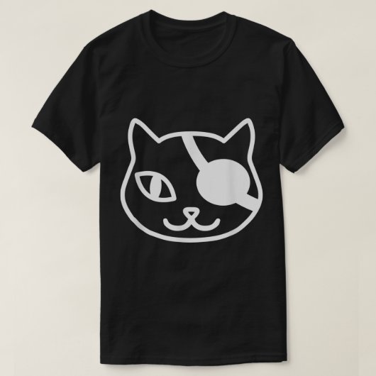 ミニマリスト海賊猫ラインアート Tシャツ (デザイン正面)
