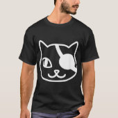 ミニマリスト海賊猫ラインアート Tシャツ (正面)