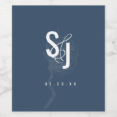 ミニマリスト海軍タイポグラフィ綿花結婚植物 ワインラベル (シングルラベル)