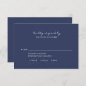 ミニマリスト海軍ブルースクリプトミールの選択 出欠カード (正面/裏面)