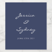 ミニマリスト海軍ブルースクリプ結婚トのカスタム ワインラベル (シングルラベル)
