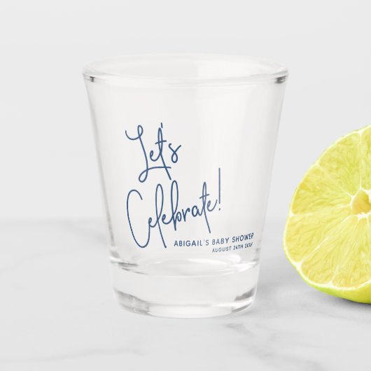 ミニマリスト海軍ブルーベビーシャワー好意ショットグラス ショットグラス (正面)
