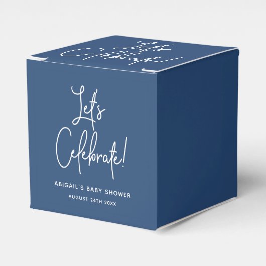 ミニマリスト海軍ブルーベビーシャワー特典ボックス フェイバーボックス (正面サイド)