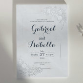 ミニマリスト海軍ブルーホワイトマーブル日付を保存 箔招待状