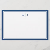 ミニマリスト海軍ブルー二モノグラ縁どム 便箋 (正面)
