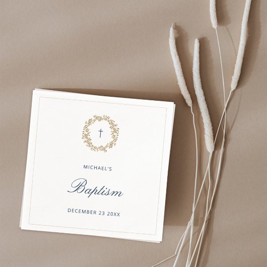 ミニマリスト海軍男の赤ちゃんバプテスマ《キリスト教》洗礼式や命名式 スタンダードカクテルナプキン