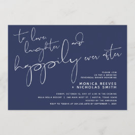 ミニマリスト海軍脚本結婚のリハーサルディナー 招待状