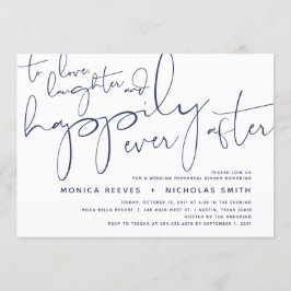 ミニマリスト海軍脚本結婚のリハーサルディナー 招待状