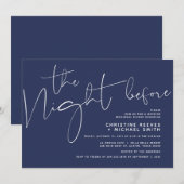 ミニマリスト海軍脚本結婚のリハーサルディナー 招待状 (正面/裏面)