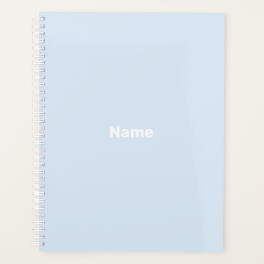 ミニマリスト淡いブルー名前をカスタムするモノグラム年 プランナー手帳 (正面)