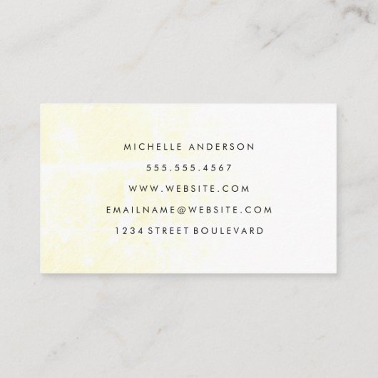 ミニマリスト淡い黄色と筆記体文字 名刺 (裏面)