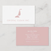 ミニマリスト清掃サービス真空赤面ホワイト 名刺 (正面/裏面)