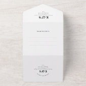 ミニマリスト準備シック白黒モノグラム結婚ズ オールインワン招待状 (外側)