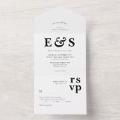 ミニマリスト準備シック白黒モノグラム結婚ズ オールインワン招待状 (内側)