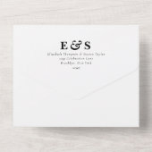 ミニマリスト準備シック白黒モノグラム結婚ズ オールインワン招待状 (裏面)