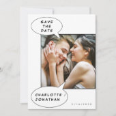 ミニマリスト漫画セーブザデート結婚式招待状 招待状 (正面)