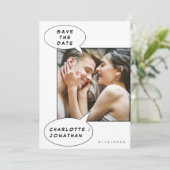 ミニマリスト漫画 Save The Date 結婚式招待状 招待状 (スタンド正面)